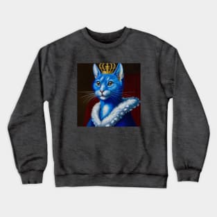 Royal Blue Cat Wearing Crown Crewneck Sweatshirt